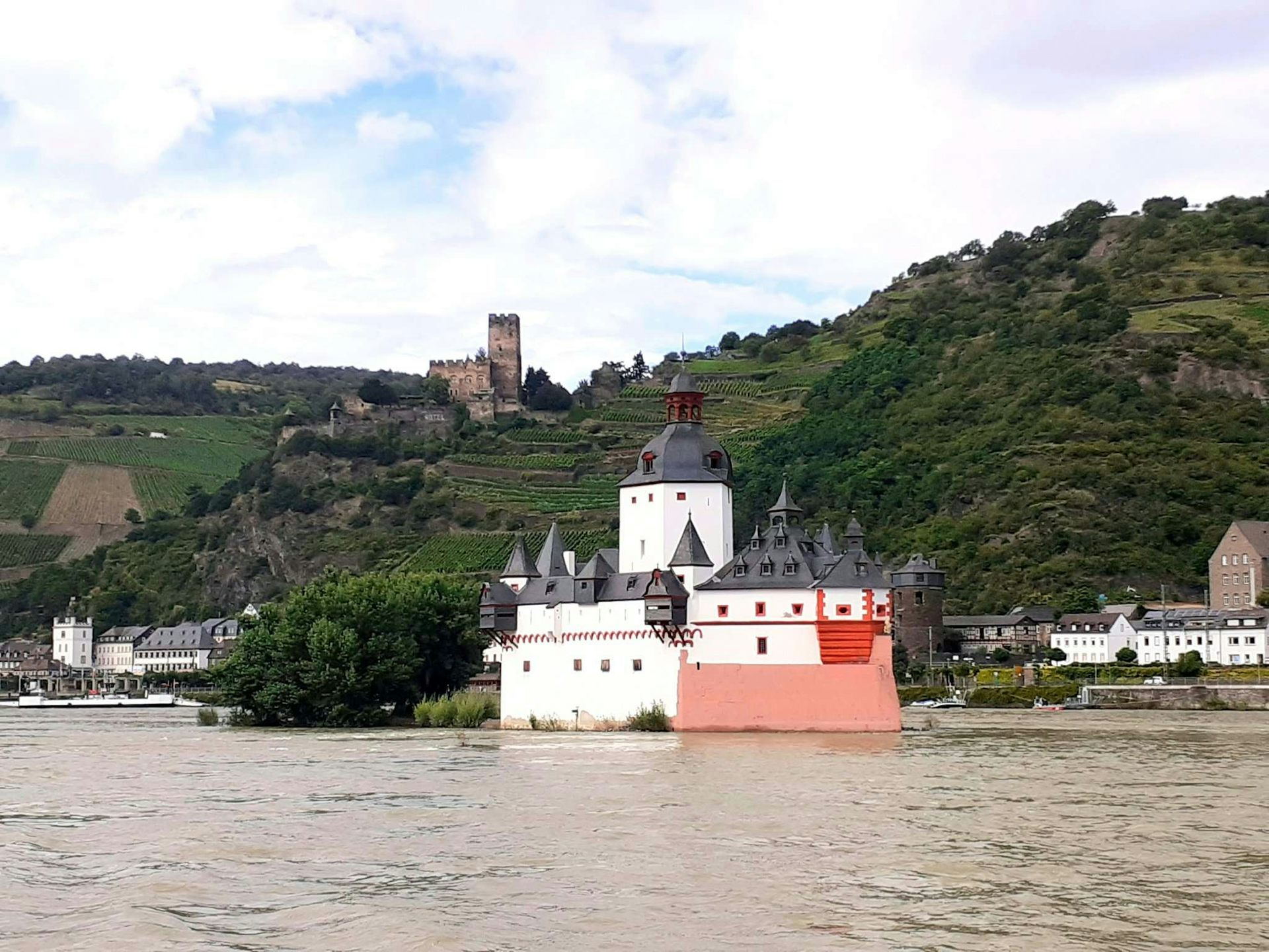 Rhine River at Kaub, Germany, August 5 2021
