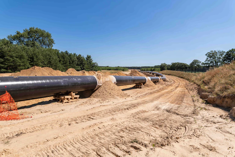 Construcción de tubería de gas.