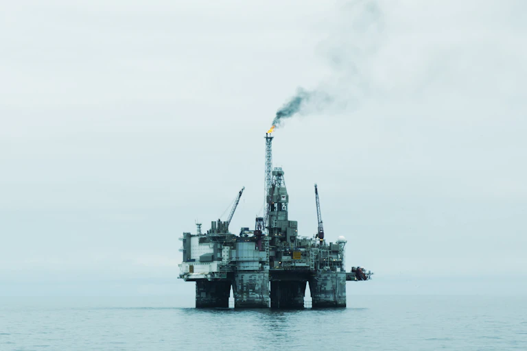 An offshore oil platform in the North Sea.