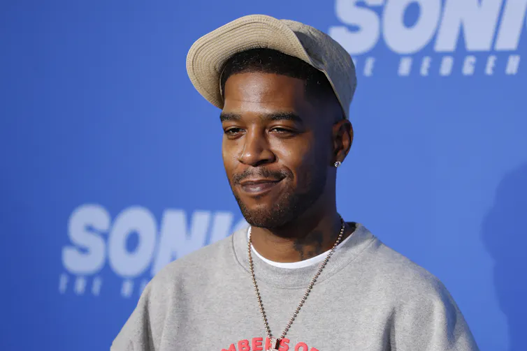 A picture of rapper Kid Cudi at a promotional event for the Sonic the Hedgehog movie.