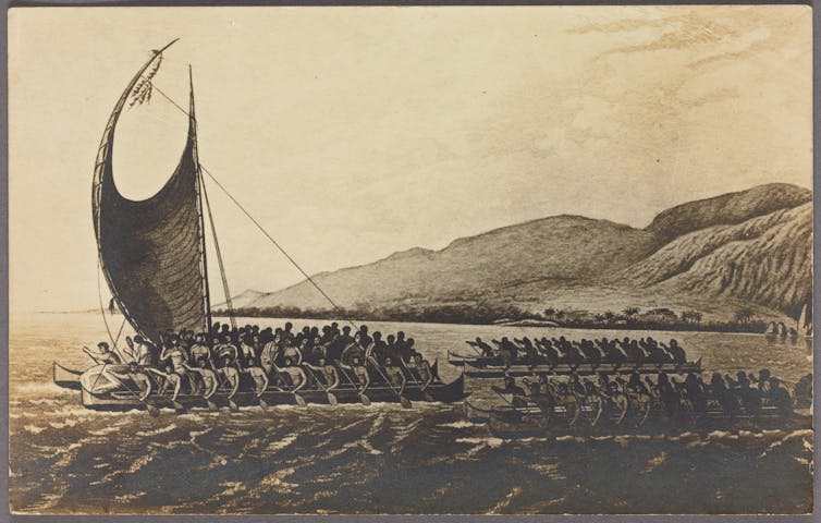 A sketch of a Polynesian canoe