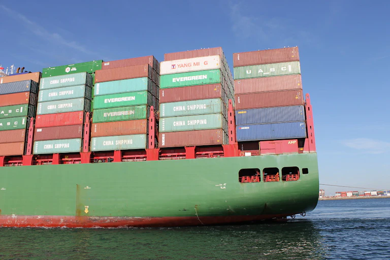 Metal containers on a ship