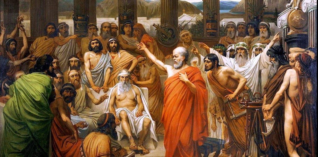 Философы спорят. Древняя Греция Сократ. Луи Лебран. Сократ философ картины. Выступление Сократа Луи Жозеф Лебрун.