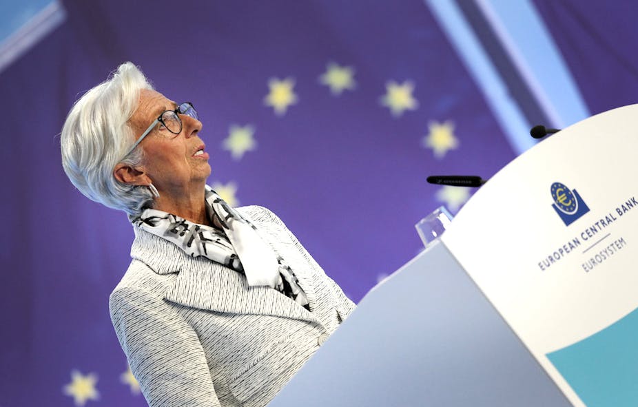 La présidente de la Banque centrale européenne (BCE), Christine Lagarde, le 8&nbsp;septembre 2022, après la réunion du conseil des gouverneurs de la BCE à Francfort en Allemagne.