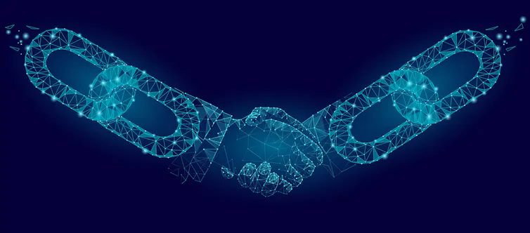Image of links and a handshake.