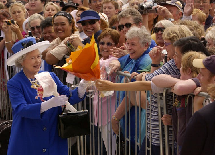 The Queen during a walkabout at the America’s Cup Village in 2003