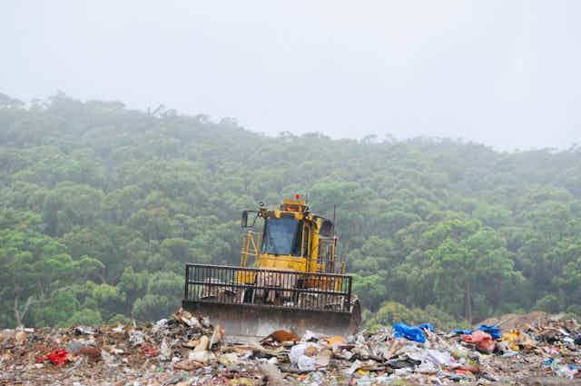 bulldozer at landfill site