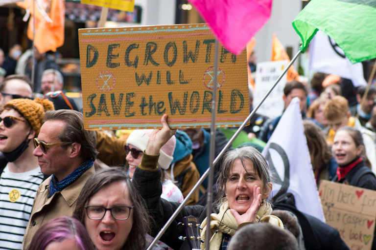 Group of degrowthers protesting