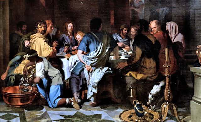 Jésus-Christ instituant la Pâque, ou l’institution de l’Eucharistie (tableau de Gérard de Lairesse, 1665).