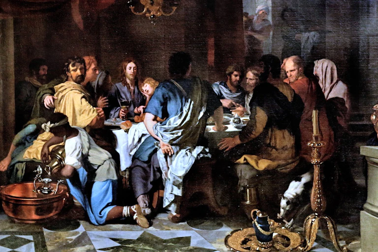 Jésus-Christ instituant la Pâque, ou l’institution de l’Eucharistie (tableau de Gérard de Lairesse, 1665).