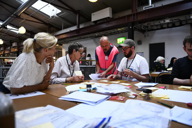 Election officials counting votes