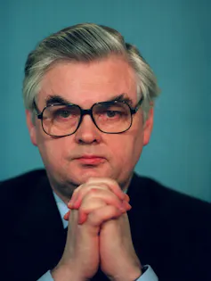 Chancellor Norman Lamont looking queasy