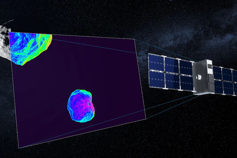 vue l'artiste des astéroïdes et du cubesat