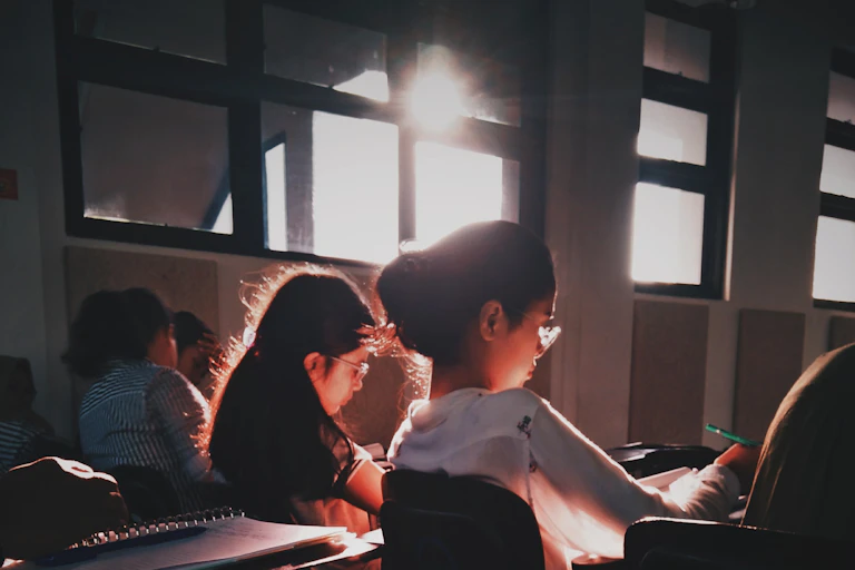 Students in an exam.