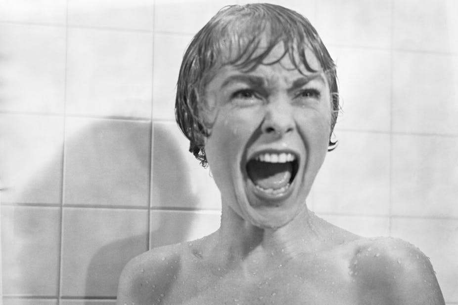 actress janet leigh screaming in shower scene of movie psycho