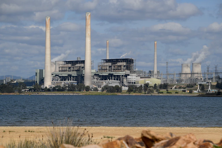 Power station across a lake