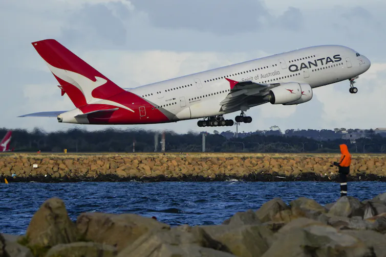 Qantas plane taking off