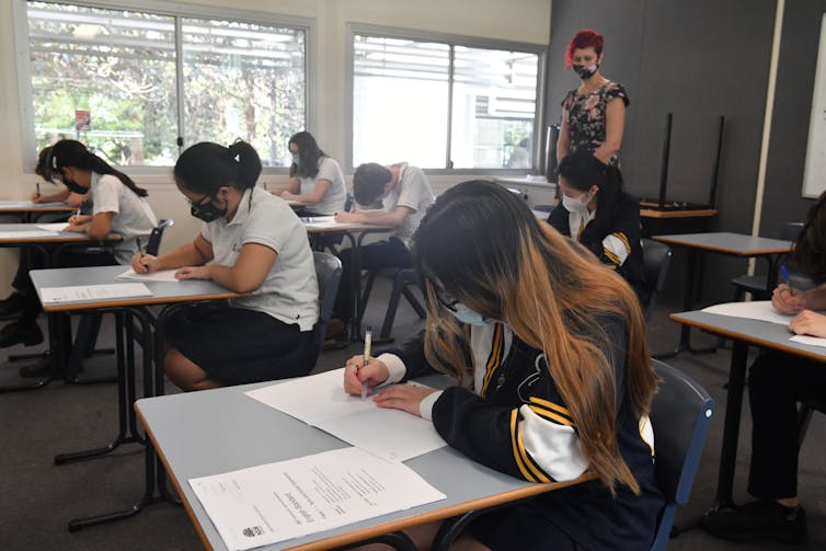 Students doing year 12 exams in 2021.