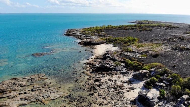 rocky coastal area from above