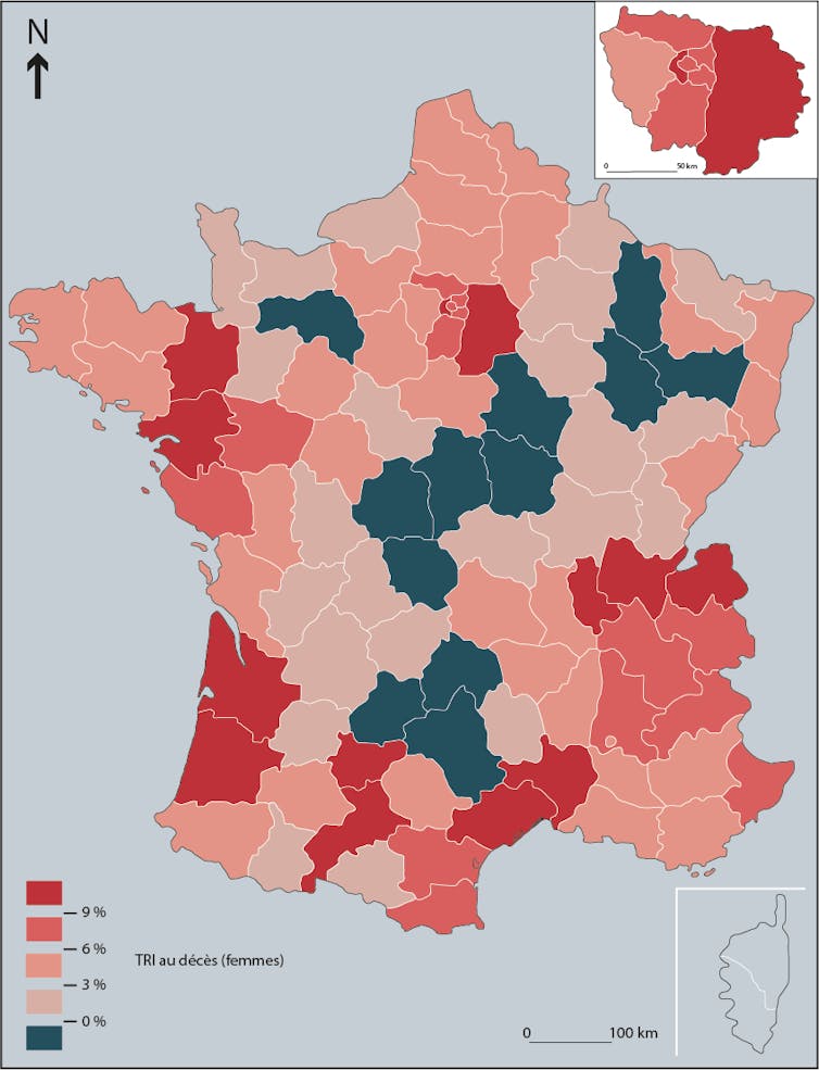 Carte : Taux de rentabilité interne femmes ex-post fondé sur l’espérance de vie