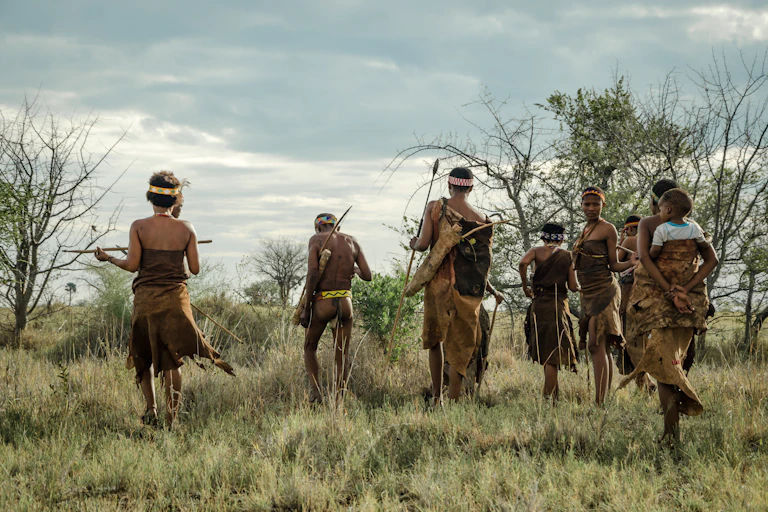 Image of a group of Basarwa hunter gatherers.