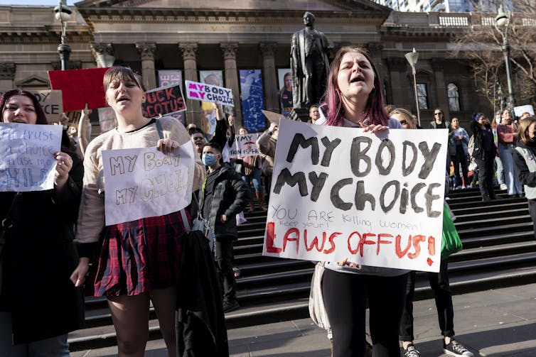 Women in Melbourne protesting.