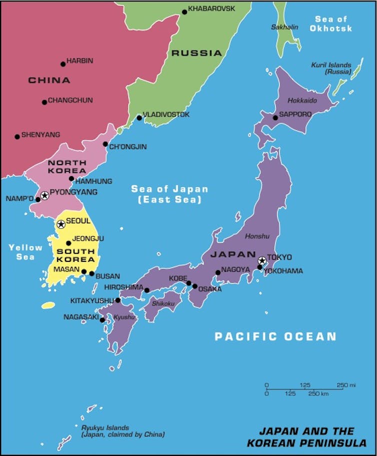 Map of North Korea.