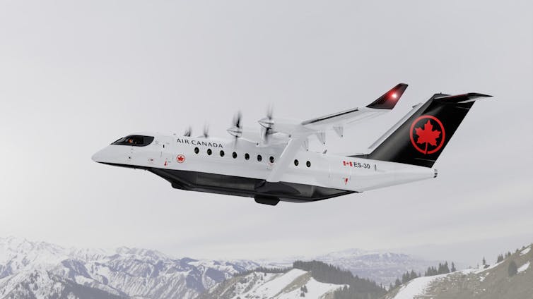 Illustration of an Air Canada Heart Aerospace electric plane.