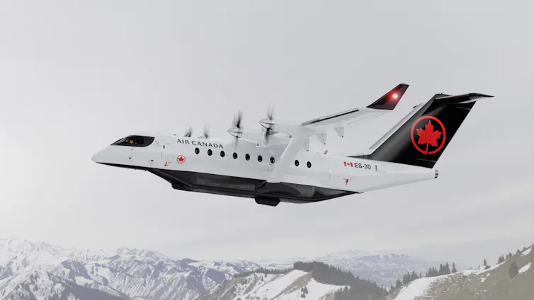 Illustration of an Air Canada Heart Aerospace electric plane.