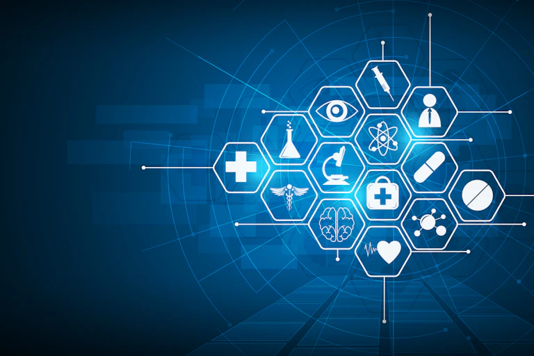 An image showing health and science symbols.