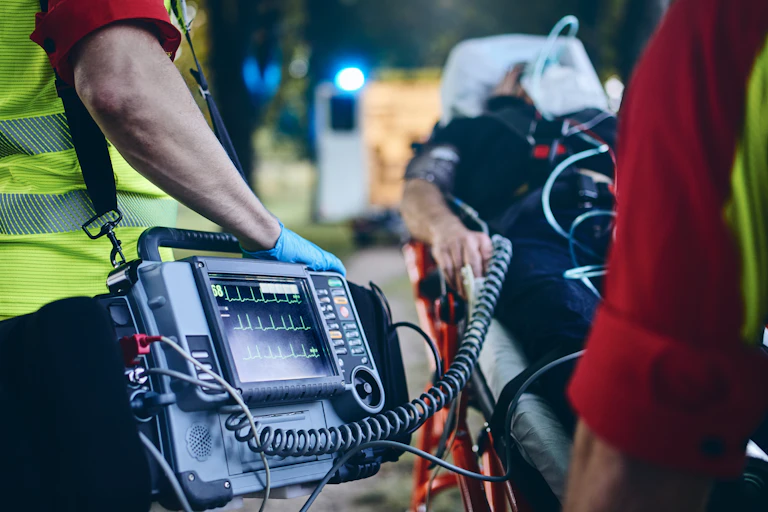 paramedics with heart monitor