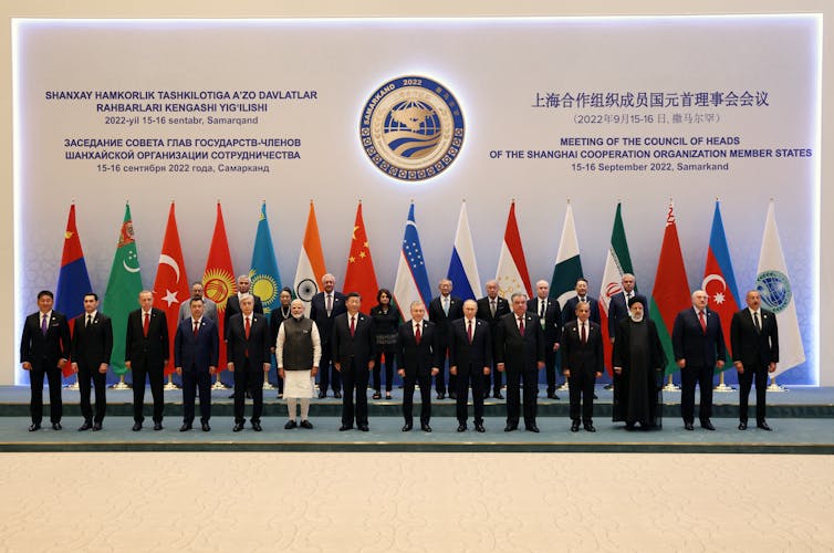 Heads of government of members of the Shanghai Cooperation Organisation meet in Samarkand, Uzbekistan, September 2022.