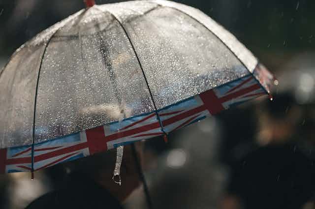 Union Jack umbrella with raindrops