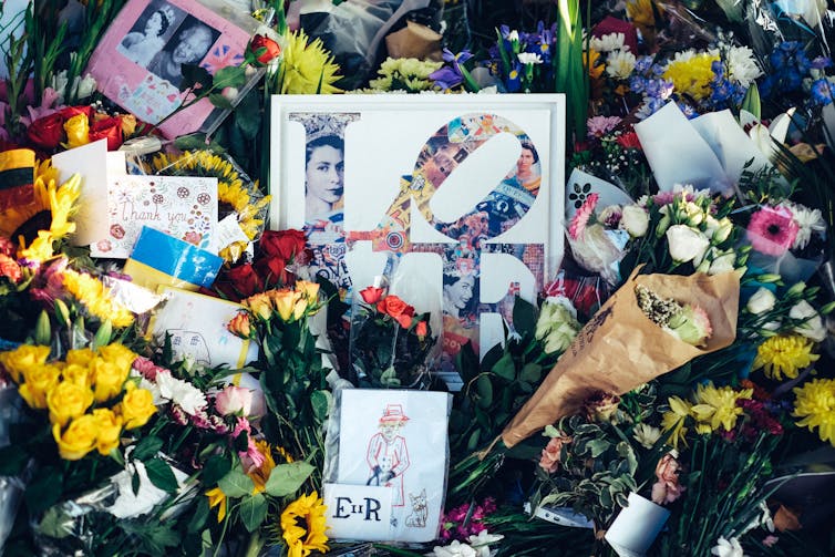 Floral tributes laid at Buckingham Palace