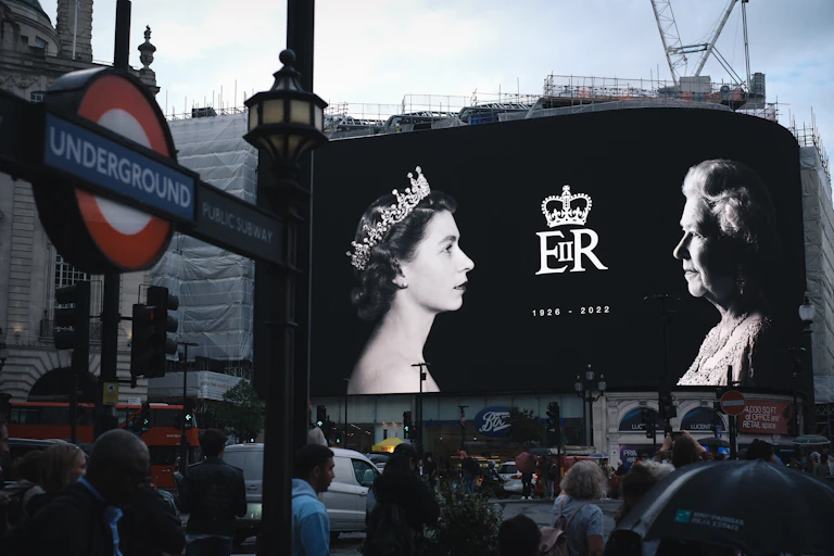 London’s Piccadilly Circus on the first day of national mourning