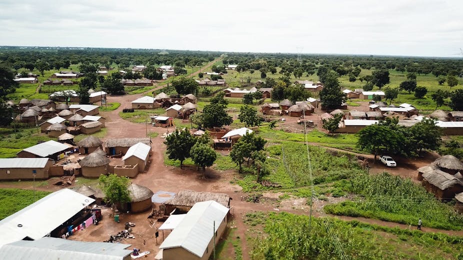 An aerial view of a rural settlement