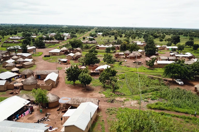 An aerial view of a rural settlement