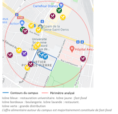 Carte de l’offre alimentaire autour du campus de Sorbonne Paris-Nord