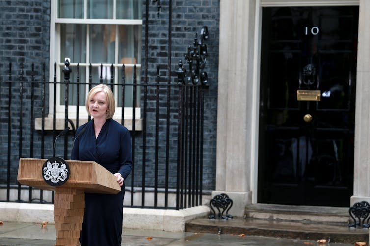 Liz Truss outside No.10 Downing Street.