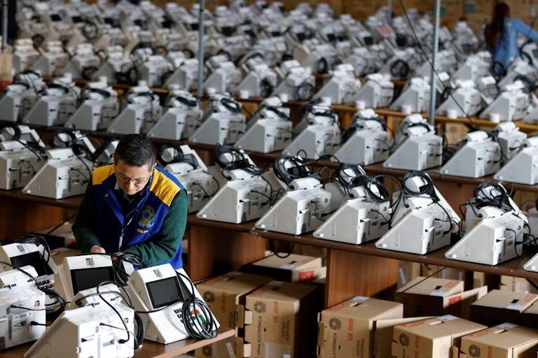 A row of grey machines.