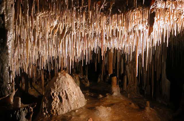 speleothem decorations in a cave
