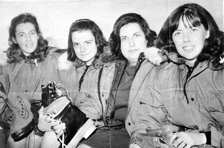 Four women in parkas