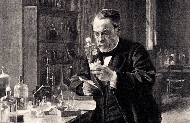 black and white illustration of louis pasteur