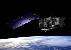satellite volant au-dessus de la planète