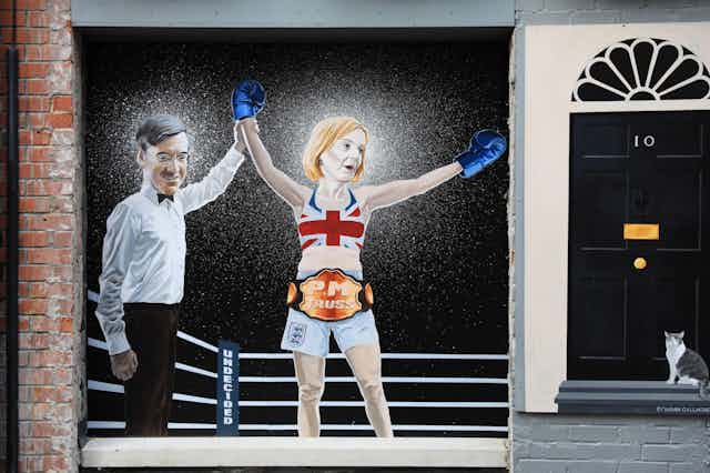 Painting of two people in boxing match