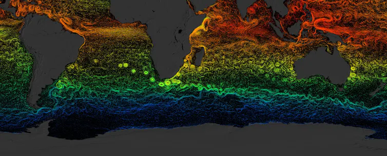 global ocean currents simulation