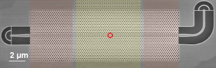 Microscopie électronique d’un guide d’onde photonique contenant une boîte quantique