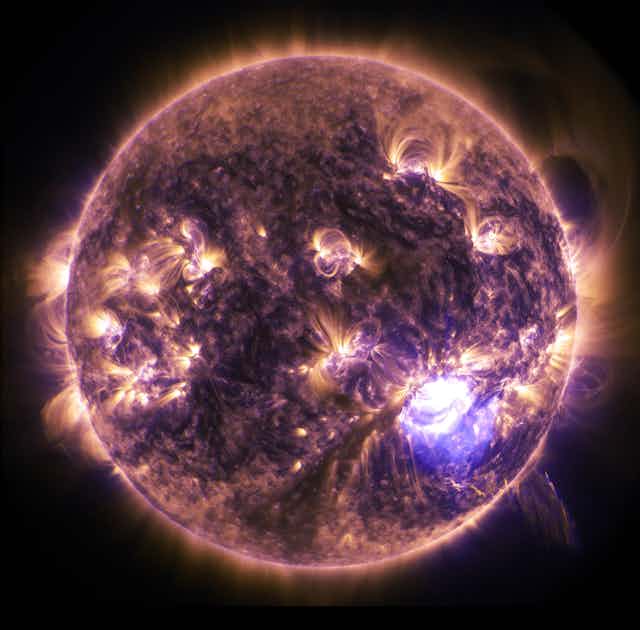 an image of solar flares on the surface of the sun