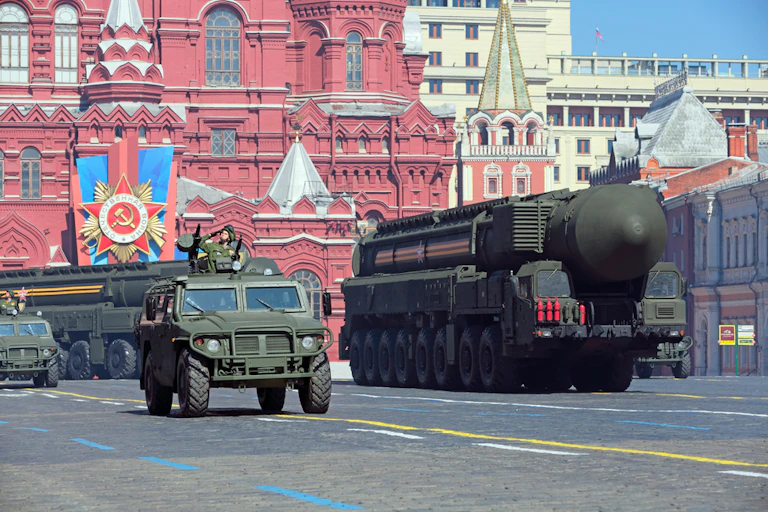 Military equipment in Red Square, Moscow.