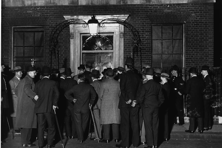 Crowds outside No.10 Downing Street.